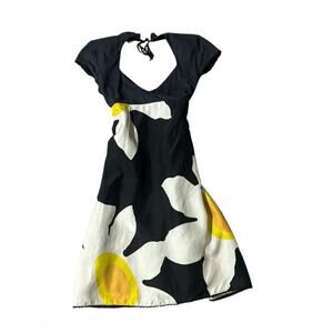 Free people Reversible dress Black Yellow Charcoal Sz 4 S